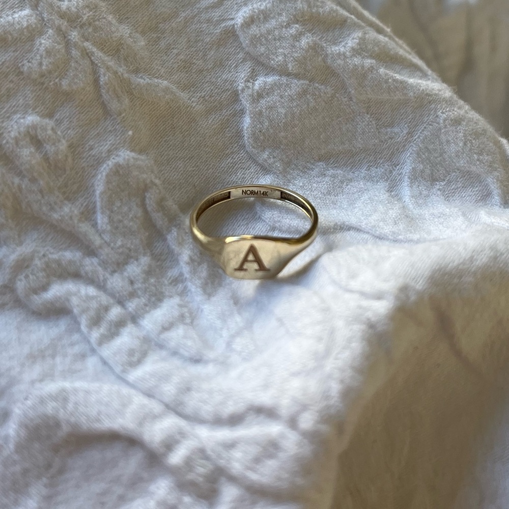 14kt Dainty Signet Pinky Ring